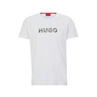 Relaxed-fit pyjama T-shirt with paisley-print logo, Hugo boss