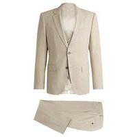 Three-piece slim-fit suit in micro-patterned fabric, Hugo boss