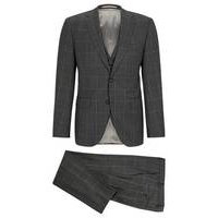 Three-piece regular-fit suit in checked virgin wool, Hugo boss