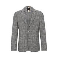Slim-fit jacket in a checked cotton blend, Hugo boss