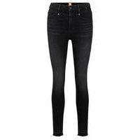 High-waisted jeans in black stretch denim, Hugo boss