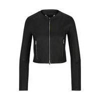 Collarless leather jacket in a slim fit, Hugo boss