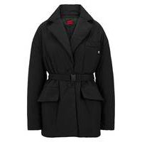 Belted oversized-fit jacket in water-repellent fabric, Hugo boss