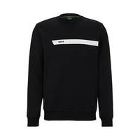 Cotton-blend sweatshirt with graphic logo stripe, Hugo boss