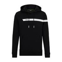 Cotton-blend hoodie with graphic logo stripe, Hugo boss