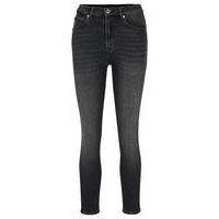 Slim-fit jeans in black stretch denim, Hugo boss