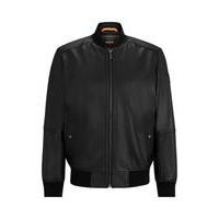 Regular-fit jacket in textured soft-touch leather, Hugo boss