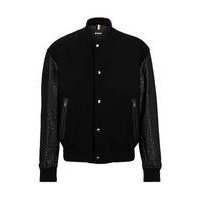 Varsity-style jacket with monogram-embossed leather sleeves, Hugo boss