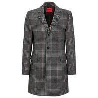 Slim-fit coat in a checked wool blend, Hugo boss