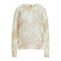 Wide-neck printed sweater with open cable knit, Hugo boss