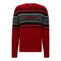 Wool-blend relaxed-fit sweater with logo jacquard, Hugo boss