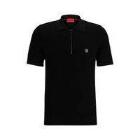 Short-sleeved zip-neck polo sweater with stacked logo, Hugo boss
