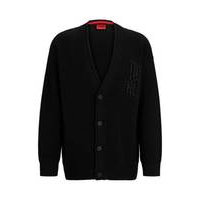 Cotton-blend relaxed-fit cardigan with stacked logo, Hugo boss