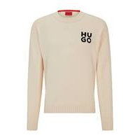 Stacked-logo sweater in a melange virgin-wool blend, Hugo boss