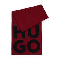 Wool-blend scarf with stacked logo and fringing, Hugo boss