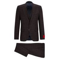 Extra-slim-fit suit in a checked wool blend, Hugo boss