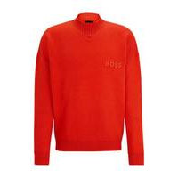 Virgin-wool sweater with embroidered logo, Hugo boss
