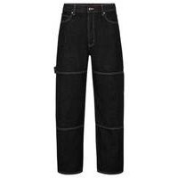 Loose-fit jeans in black Japanese rigid denim, Hugo boss