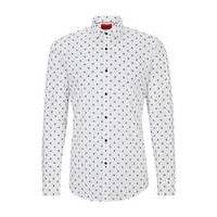 Slim-fit shirt in printed cotton canvas, Hugo boss