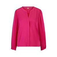 Collarless relaxed-fit blouse in stretch silk, Hugo boss