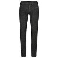 Slim-fit jeans in black performance-stretch knitted denim, Hugo boss