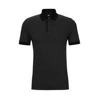 Slim-fit cotton-blend polo shirt with micro pattern, Hugo boss