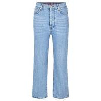 Wide-leg modern-fit jeans in blue rigid denim, Hugo boss