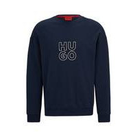 Cotton-terry sweatshirt with metallic-effect logo, Hugo boss