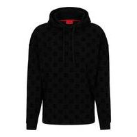 Relaxed-fit hoodie with flock-print stacked logos, Hugo boss