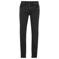 Slim-fit jeans in black stretch denim, Hugo boss