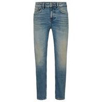 Tapered-fit jeans in blue Italian selvedge denim, Hugo boss