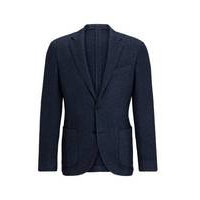 Slim-fit jacket in micro-pattern silk and cashmere, Hugo boss