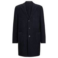 Slim-fit coat in a herringbone silk-cashmere blend, Hugo boss