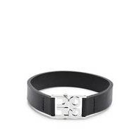 Leather cuff with stacked-logo hardware closure, Hugo boss