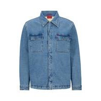 Oversized-fit shirt in blue stretch denim, Hugo boss