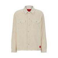 Oversized-fit overshirt in faux teddy with logo label, Hugo boss