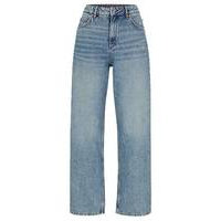 Relaxed-fit jeans in blue rigid denim, Hugo boss