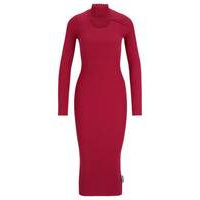 Ribbed frill-collar dress with cut-out detail, Hugo boss