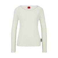 Wool-blend sweater with logo flag and crew neckline, Hugo boss