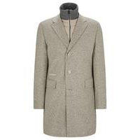 Slim-fit coat in wool blend with zip-up inner, Hugo boss