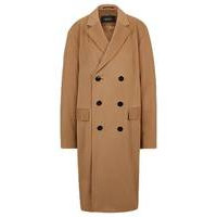 Double-breasted slim-fit coat in camel hair, Hugo boss