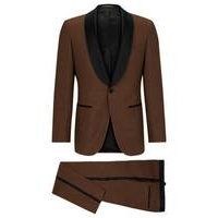 Slim-fit tuxedo in micro-pattern silk and wool, Hugo boss