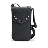 Grained-leather phone holder with hardware trims, Hugo boss