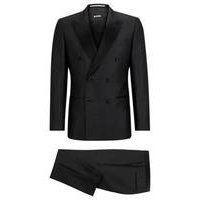 Slim-fit tuxedo suit in a melange wool blend, Hugo boss