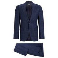 Slim-fit two-piece suit in checked virgin wool, Hugo boss