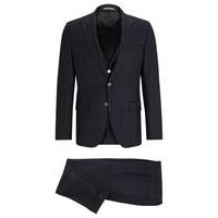 Slim-fit three-piece suit in checked virgin wool, Hugo boss