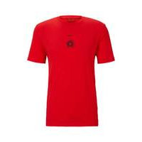 Cotton-jersey crew-neck T-shirt with logo artwork, Hugo boss