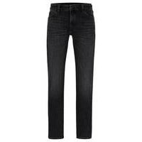 Regular-fit jeans in black Coolmax® denim, Hugo boss