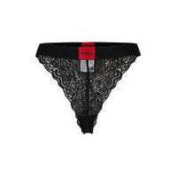 Briefs in geometric lace with red logo label, Hugo boss