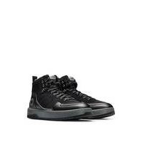 Mixed-material high-top trainers with faux-fur lining, Hugo boss